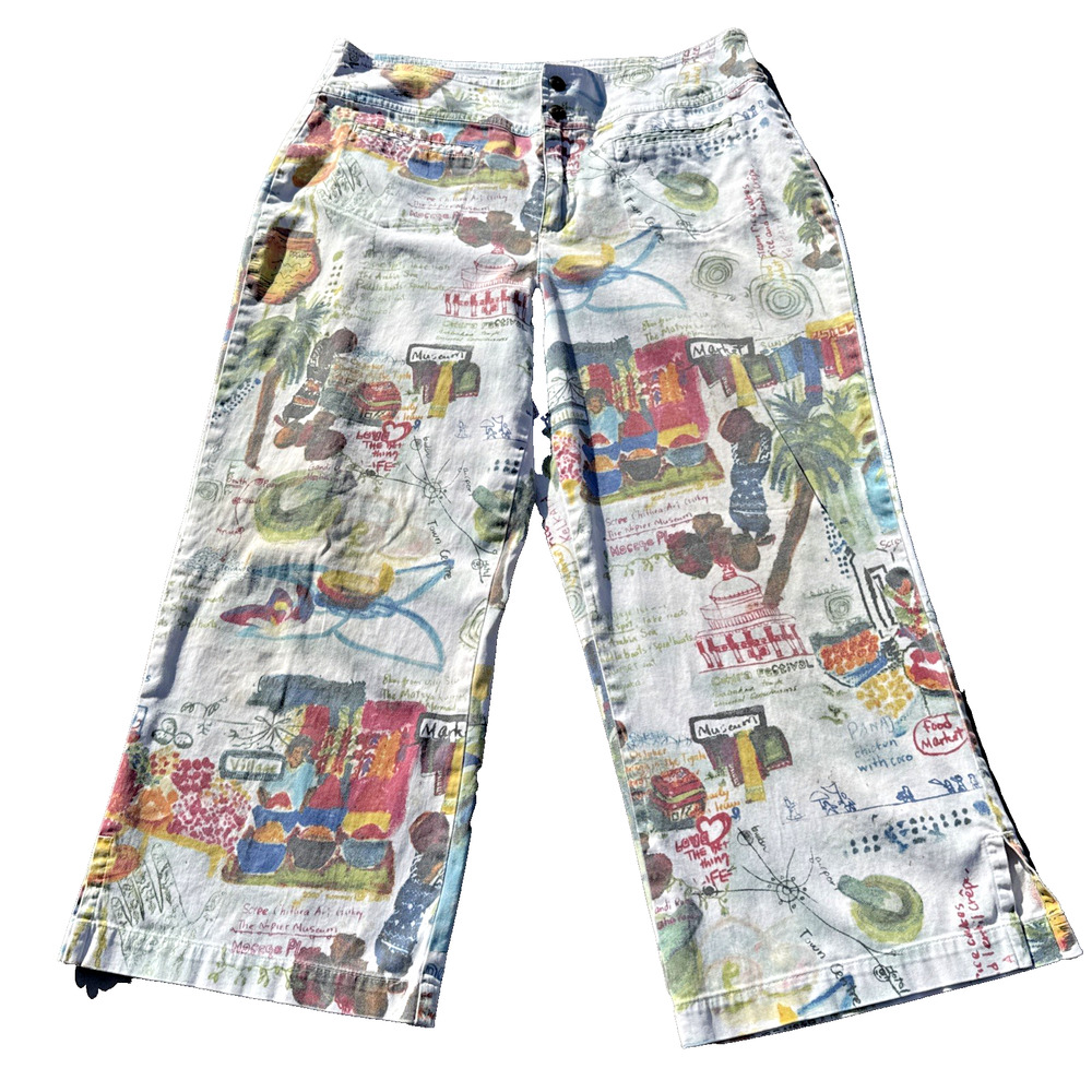 Chico’s Silver Tag Cargo Capri Pants 1 Art Print Y2K Cotton Stretch Pockets